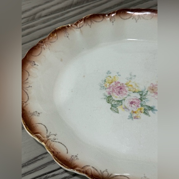 Antique Victorian Floral Oblong Porcelain Platter Stamped “Small Meat Platter 7” - Picture 3 of 7